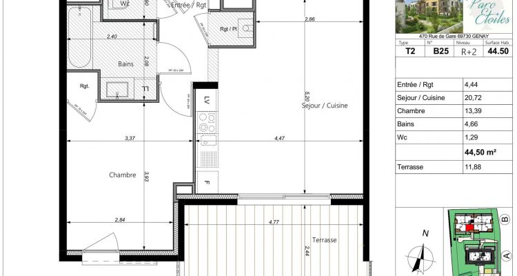 Vente T2 44 m² à Genay 253 000 € - Genay (69730) - 6